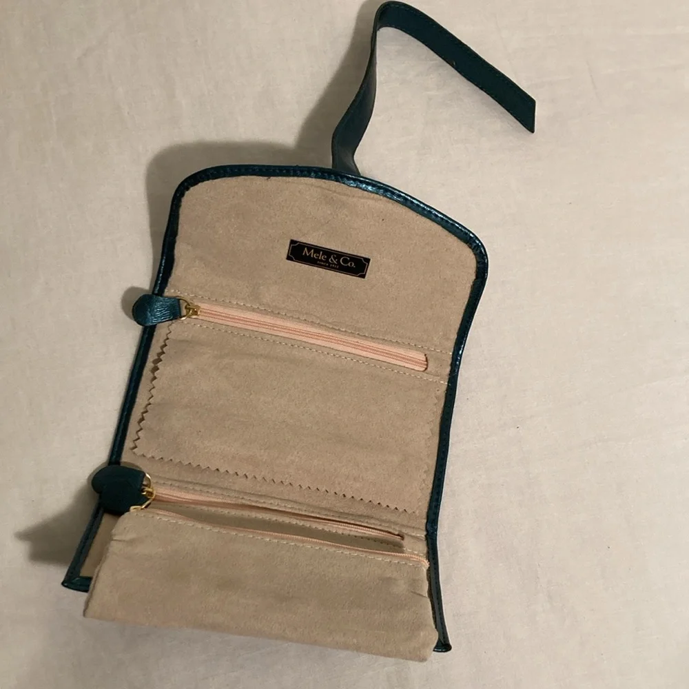 Mele & Co jewelry roll travel case teal blue